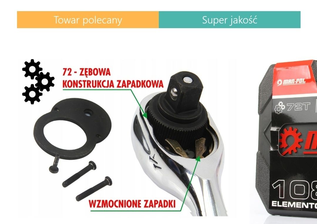 Klucze nasadowe 108 elementów Mar-Pol