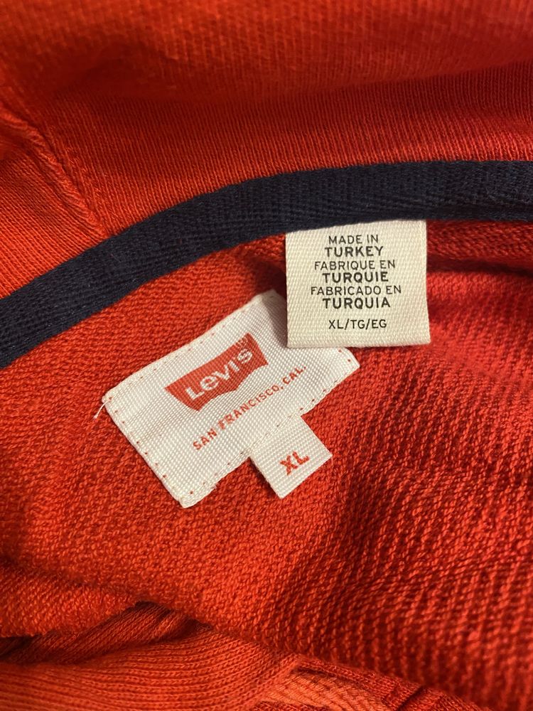 LEVIS bluza z kapturem kangurka bawełna czerwona granatowa biała XL