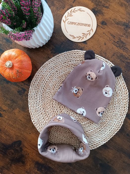 Komplet jesienny handmade czapka komin
