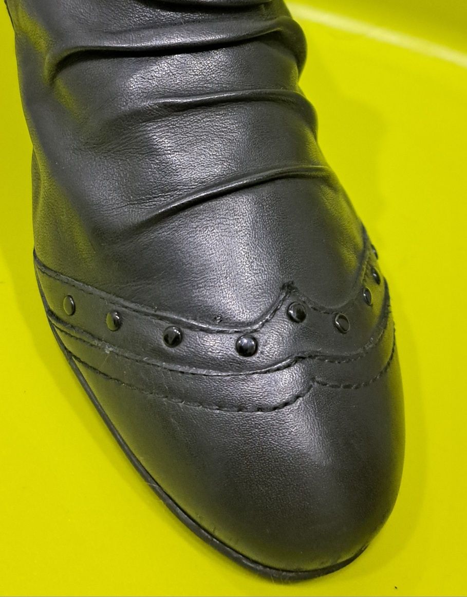 Botki czarne, skóra, Deichmann, rozm. 39