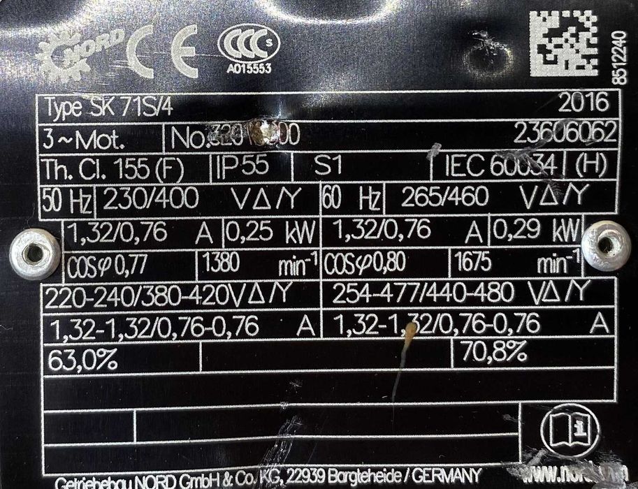 motoreduktor / przekładnia 0,25kW 124obr. 3fazowy NORD