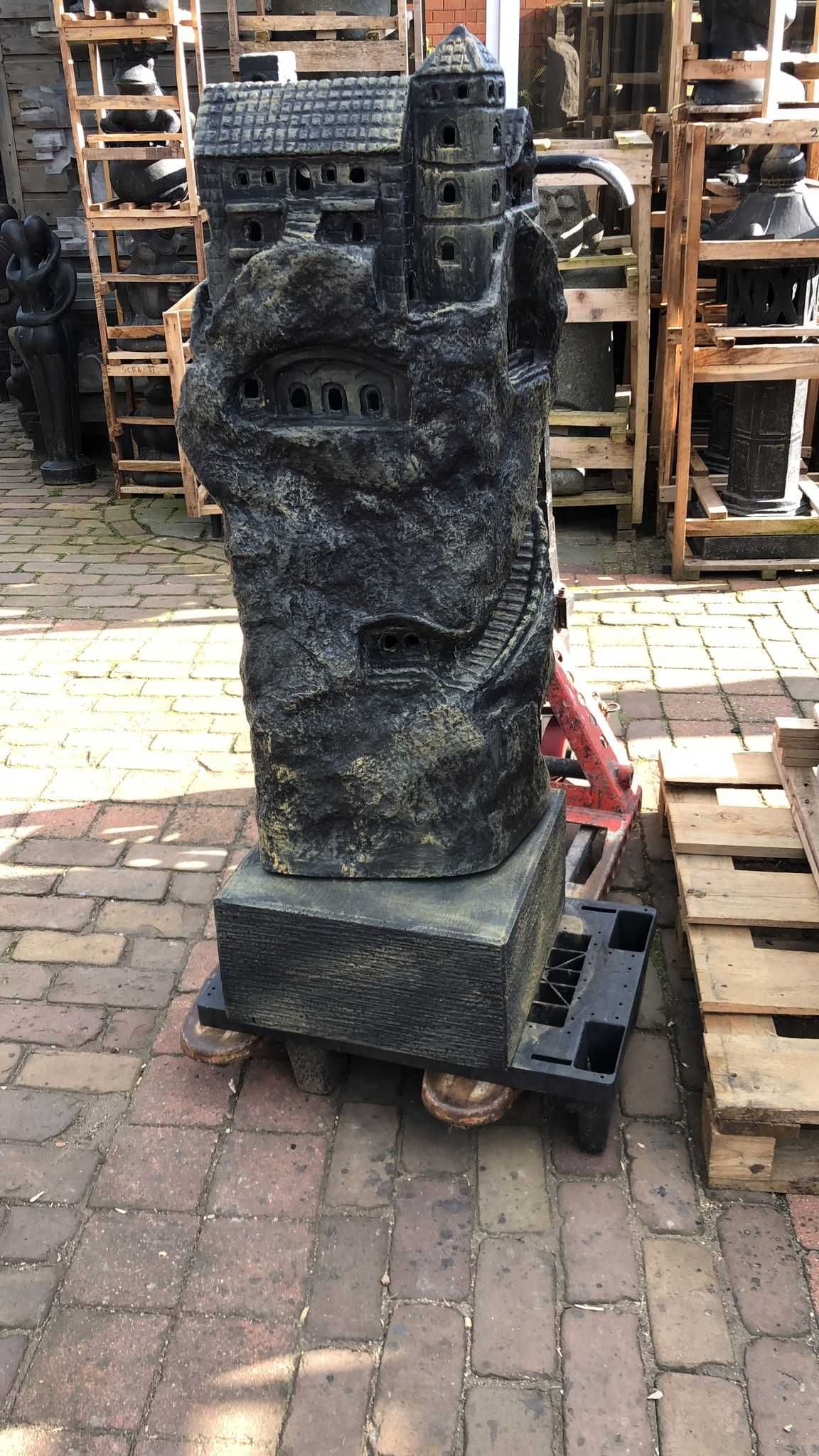 2w1 Lampa Ogrodowa H85cm Zamek jak ze snu rzeźba z kamienia