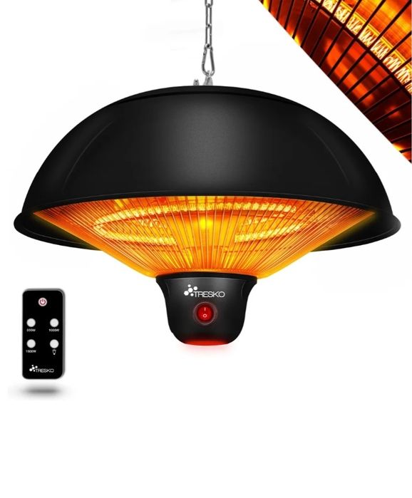Promiennik sufitowy na podczerwień TRESKO czarny 1500W z pilotem