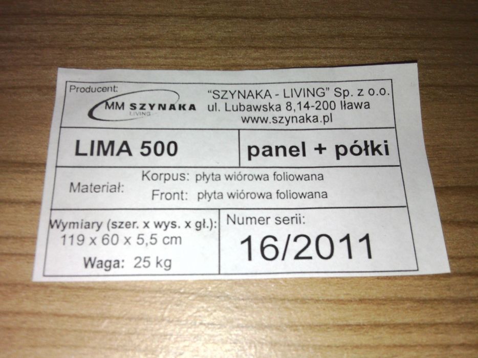 Półka ścienna z panelem Lima 500