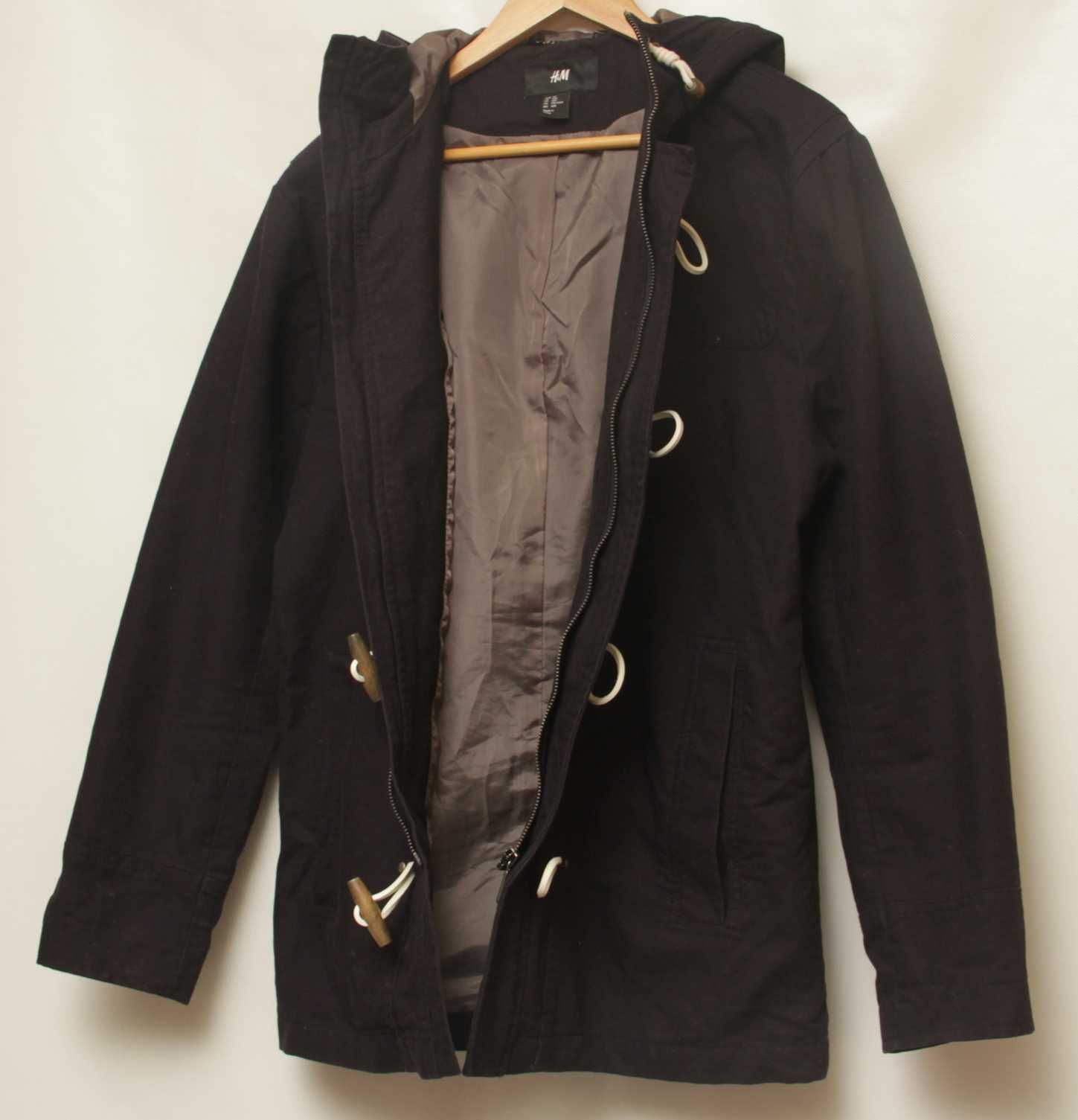 H&M Duffle coat black рр 50 M пальто из хлопка