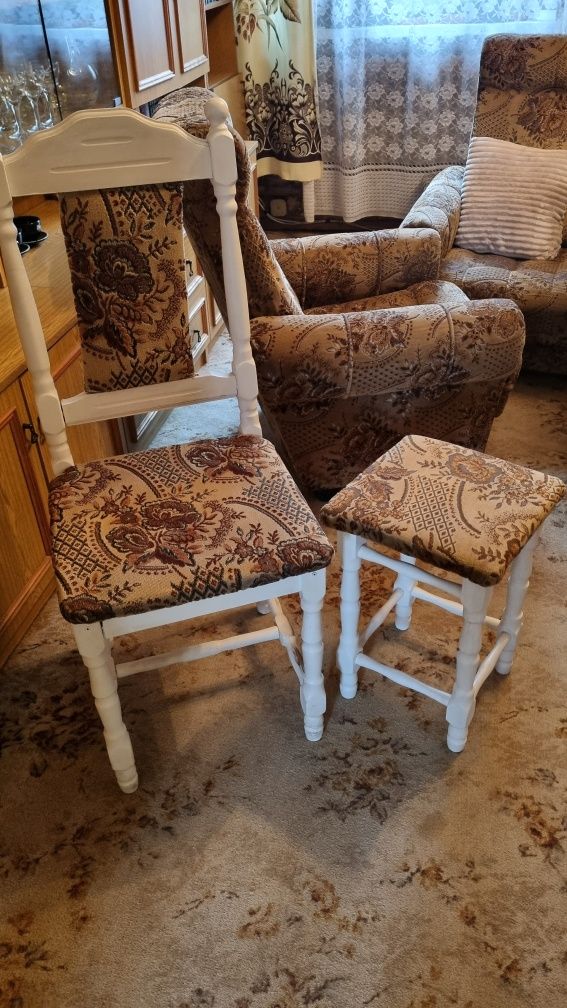 4 krzesła + 3 taborety Vintage lata 90 meble kuchenne