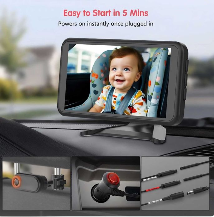 Kamera do obserwacji dziecka w aucie Luckview BM2 1080 HD 5.2 cala