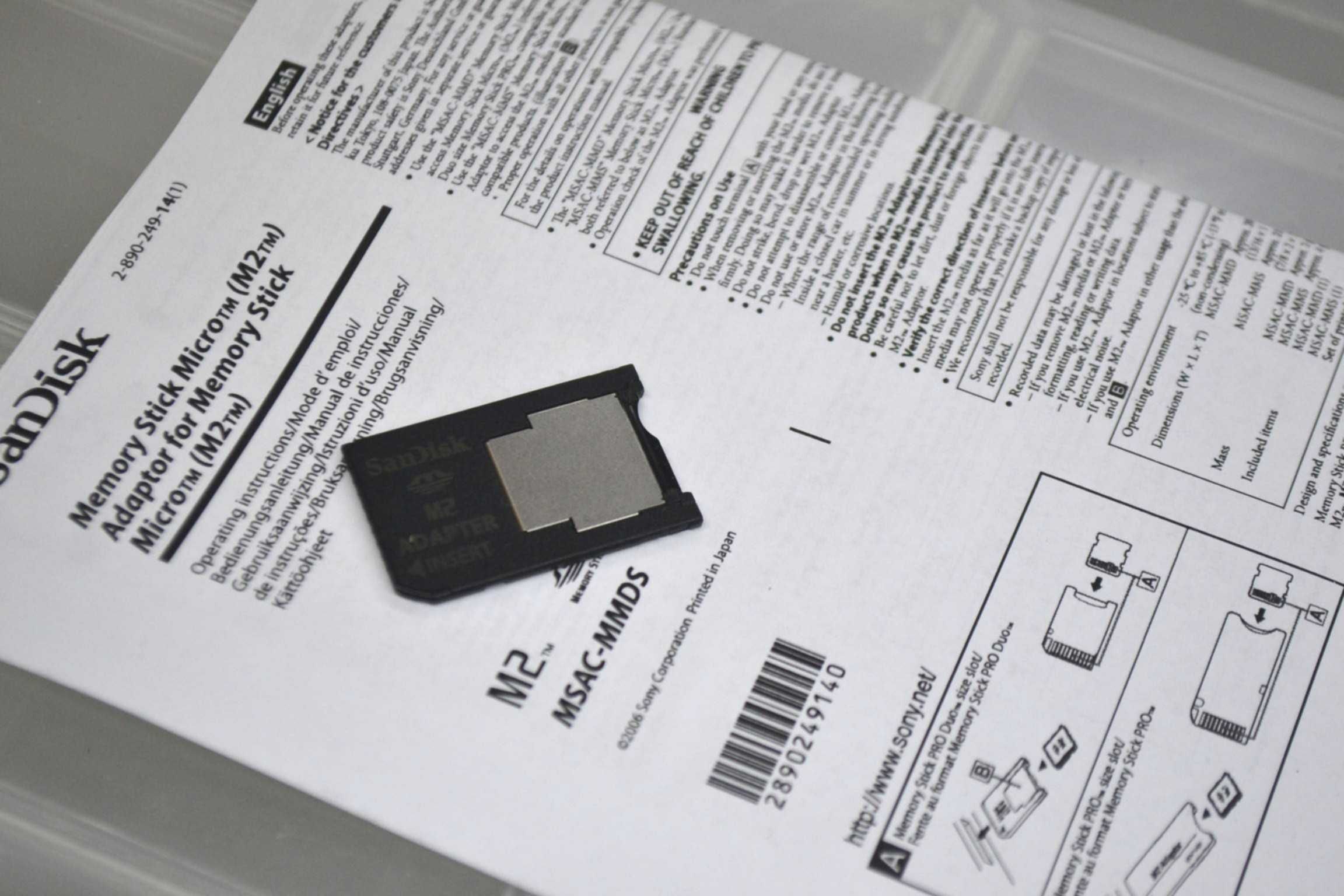 Memory Stick Micro M2 Adaptor MSAC-MMDS przejściówka SanDisk SONY