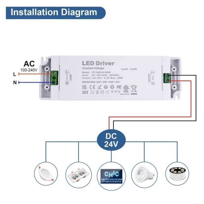Светодиодный блок питания VARICART 60W LED Driver