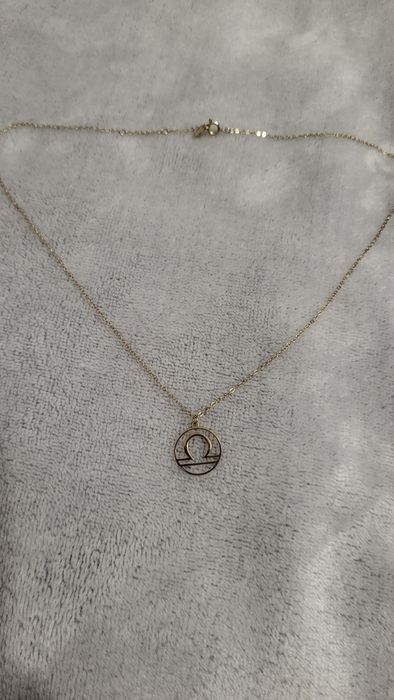 Naszyjnik stal pozlacana waga znak zodiaku