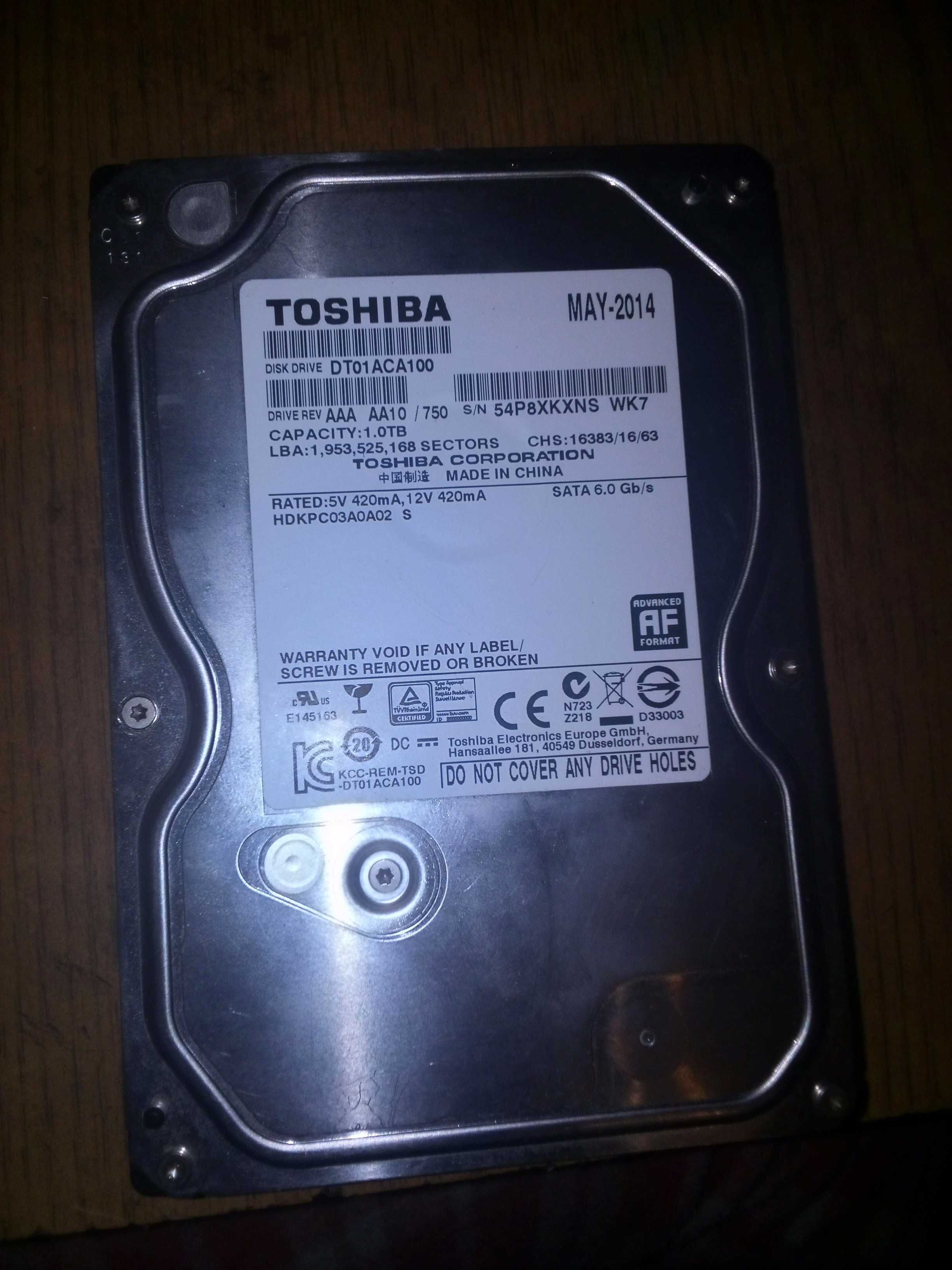 Жёсткий диск на 1 терабайт Toshiba