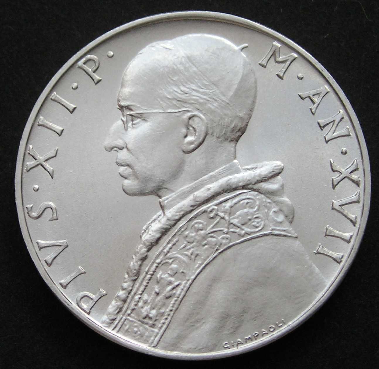 Watykan 10 lirów 1955 - papież Pius XII - stan menniczy -