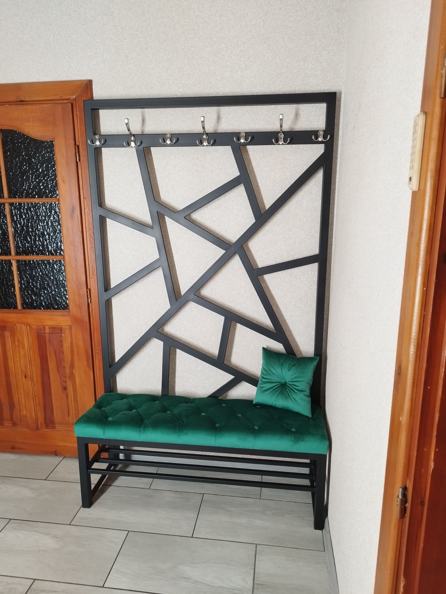 Garderoba / Wieszak na ubrania z siedziskiem i półką na buty / loft
