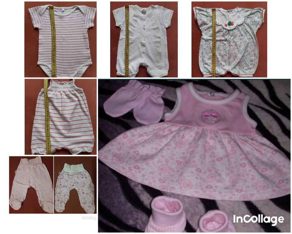 Бодики, песочники, платье, ползуны на девочку 0-4 месяца
