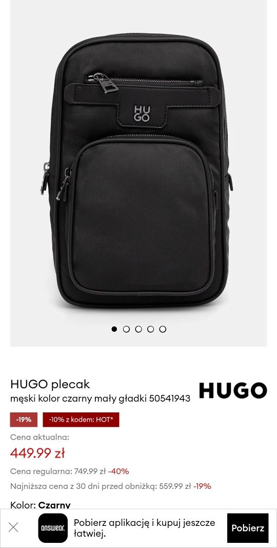 Plecak mały hugo boss Nowy