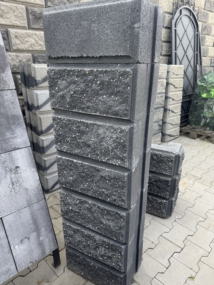 Блок для паркану гладкий/рваний, чорний/сірий/коричневий/міксовани