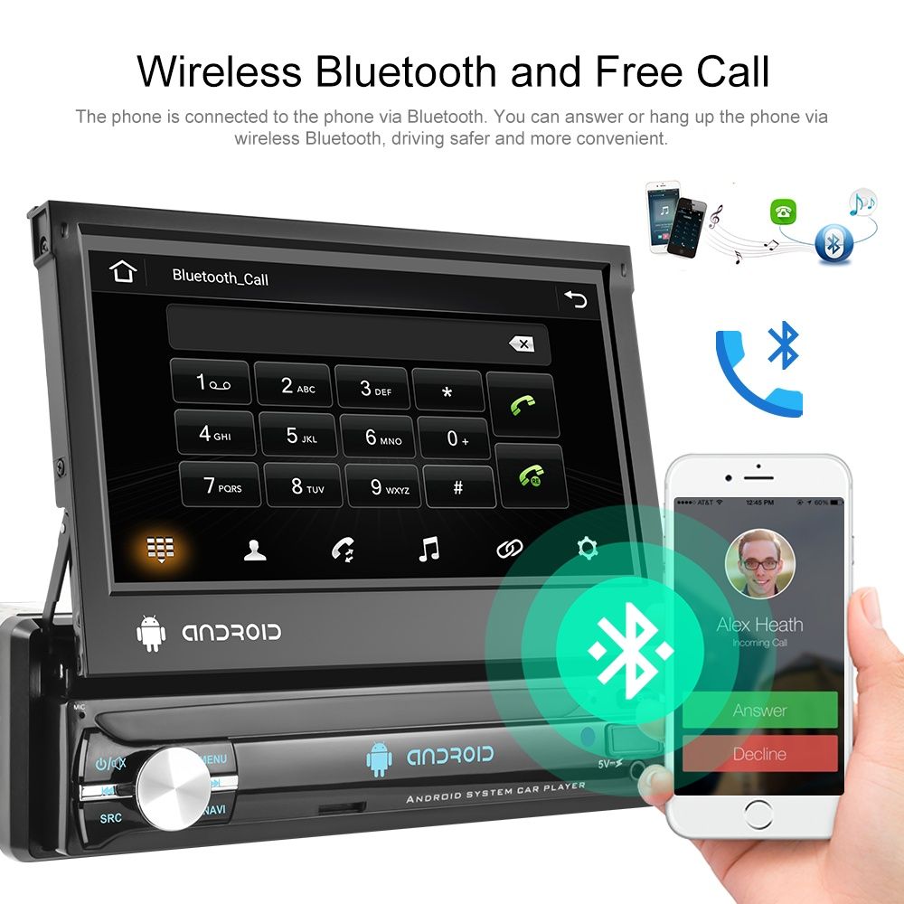 Rádio Android 1din Retrátil 8-core GPS Wi-Fi 4G Qled DSP CARPLAY 4/64G