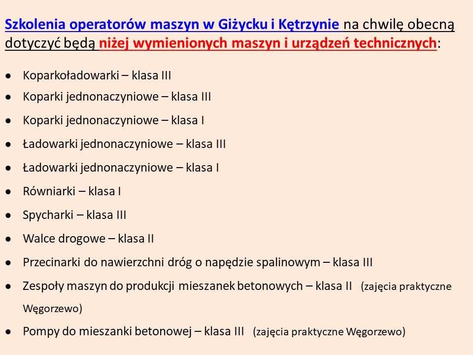 Kurs na koparko-ładowarkę, koparkę, ładowarkę w Kętrzynie i Giżycku