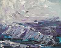Obraz ręcznie malowany 24x30cm fala abstrakcja morze gruba warstwa