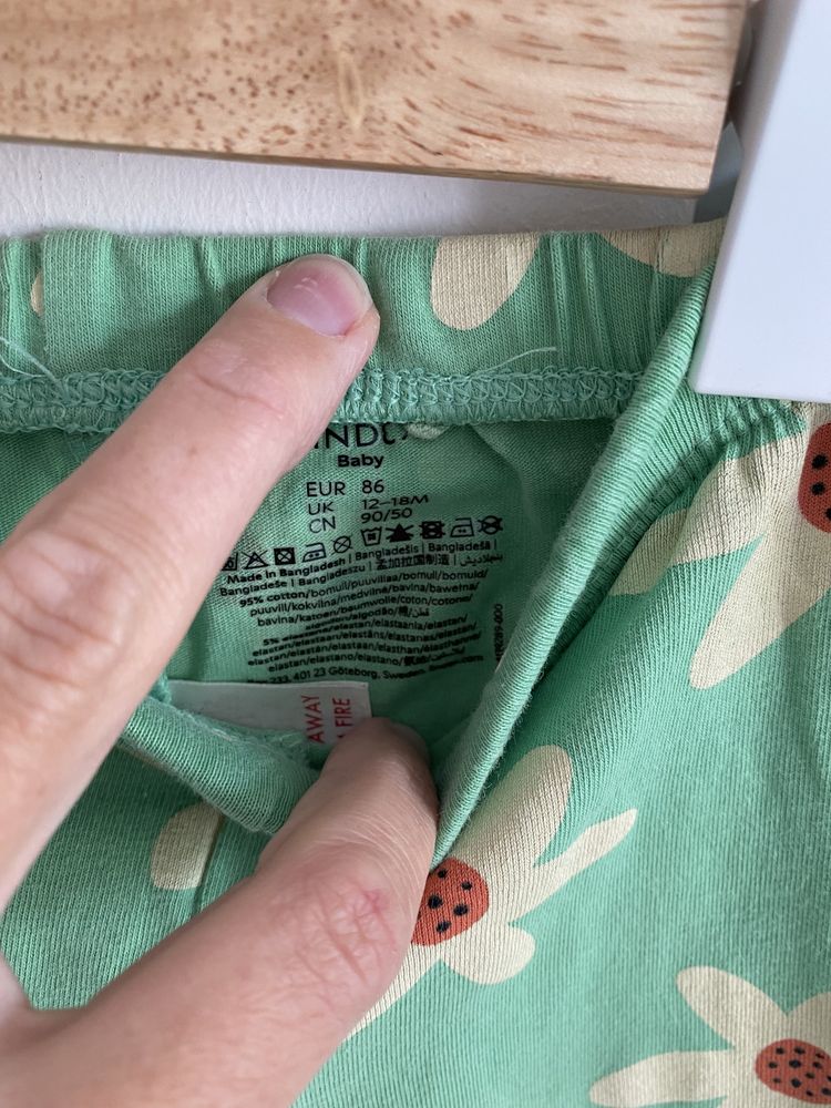 Legginsy lindex 80/86 zielone żółte kwiaty