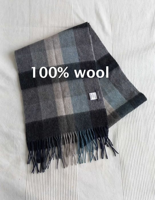 Dressmann szal szalik damski męski wełniany wełna w kratę unisex