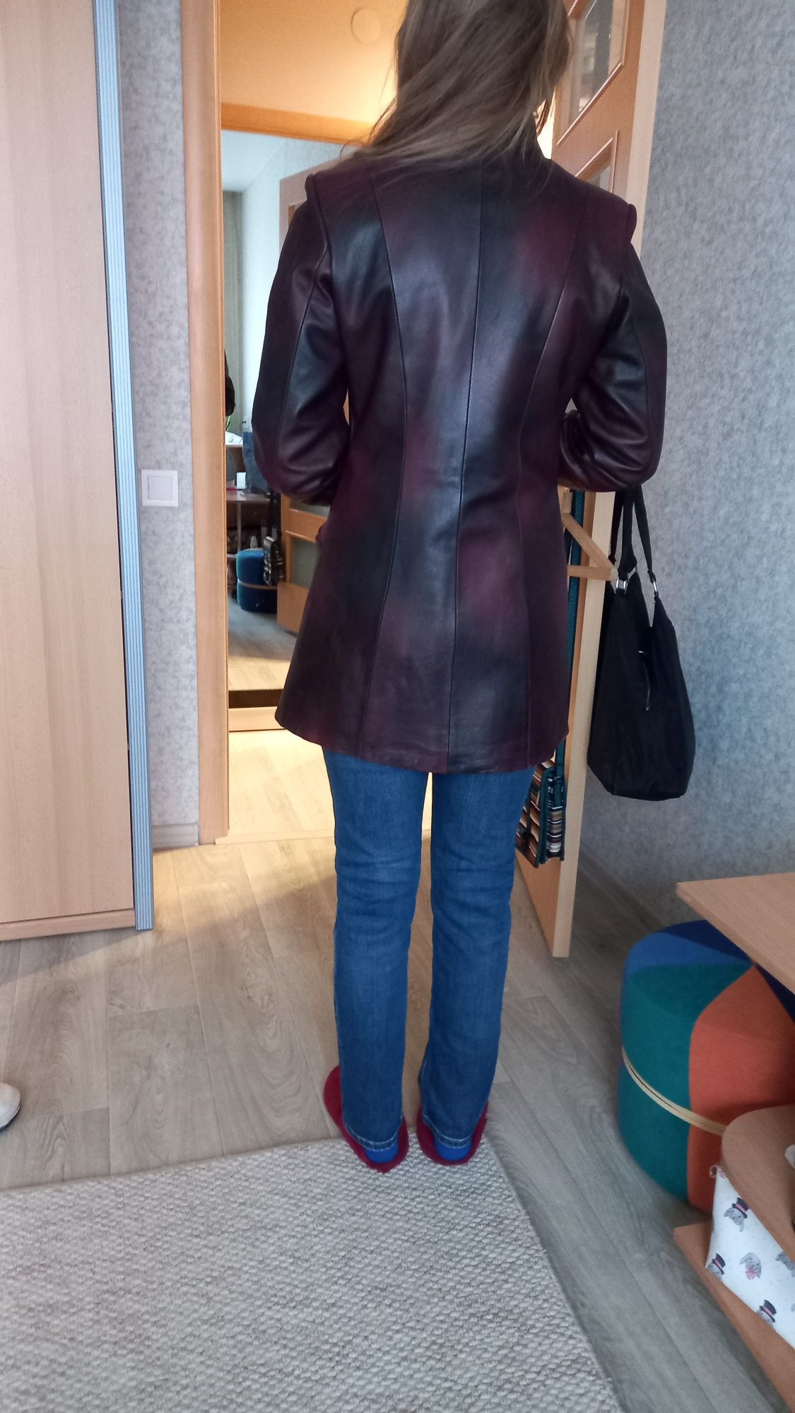 Куртка удлиненная из натуральной кожи размер S