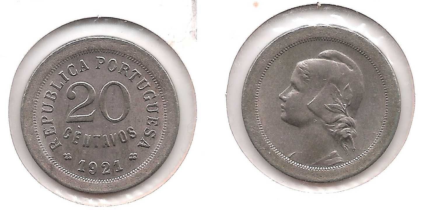 Republica Portuguesa - 20 Centavos - 1921 - Nao Circulada