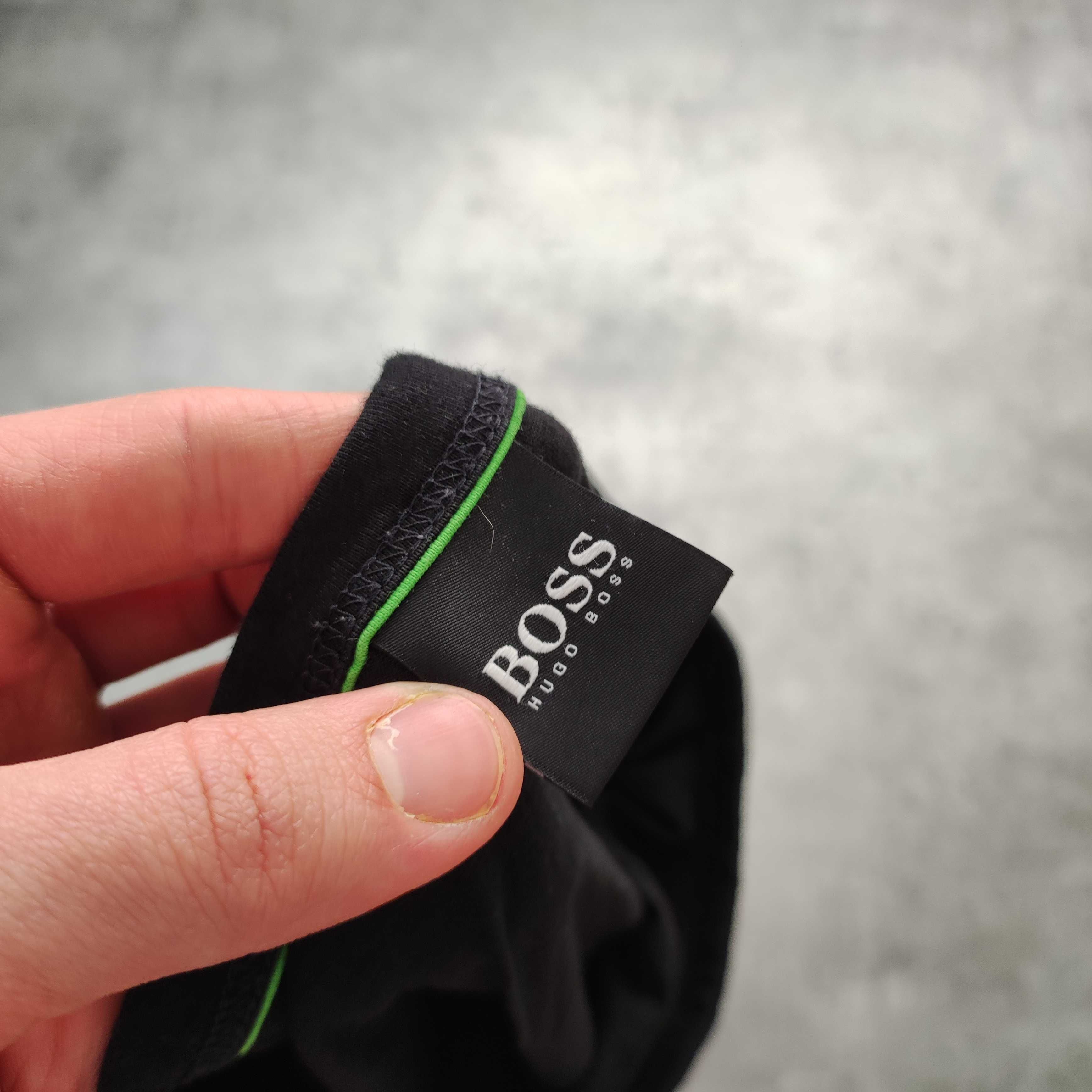 MĘSKA Koszulka Długi Rękaw PREMIUM Bluzka Hugo Boss Czarna Bawełna