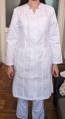 Білий медичний халат белый медицинский хлопок бавовна 42 розмір s М