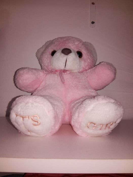 Brinquedos: Peluche "É uma menina" It's a girl, Urso Rosa 30cm