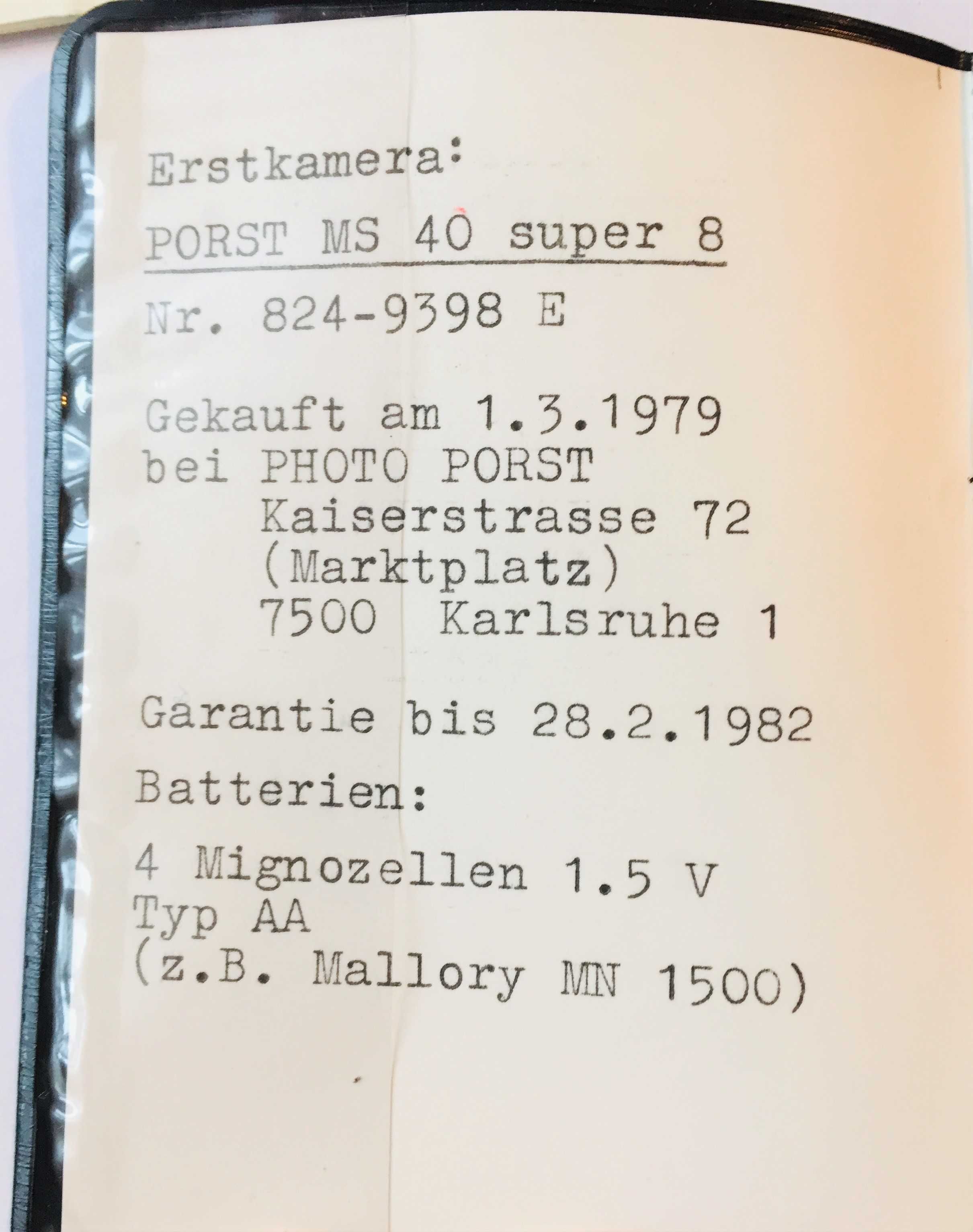 Kamera PORST MS 40 z 1979 roku