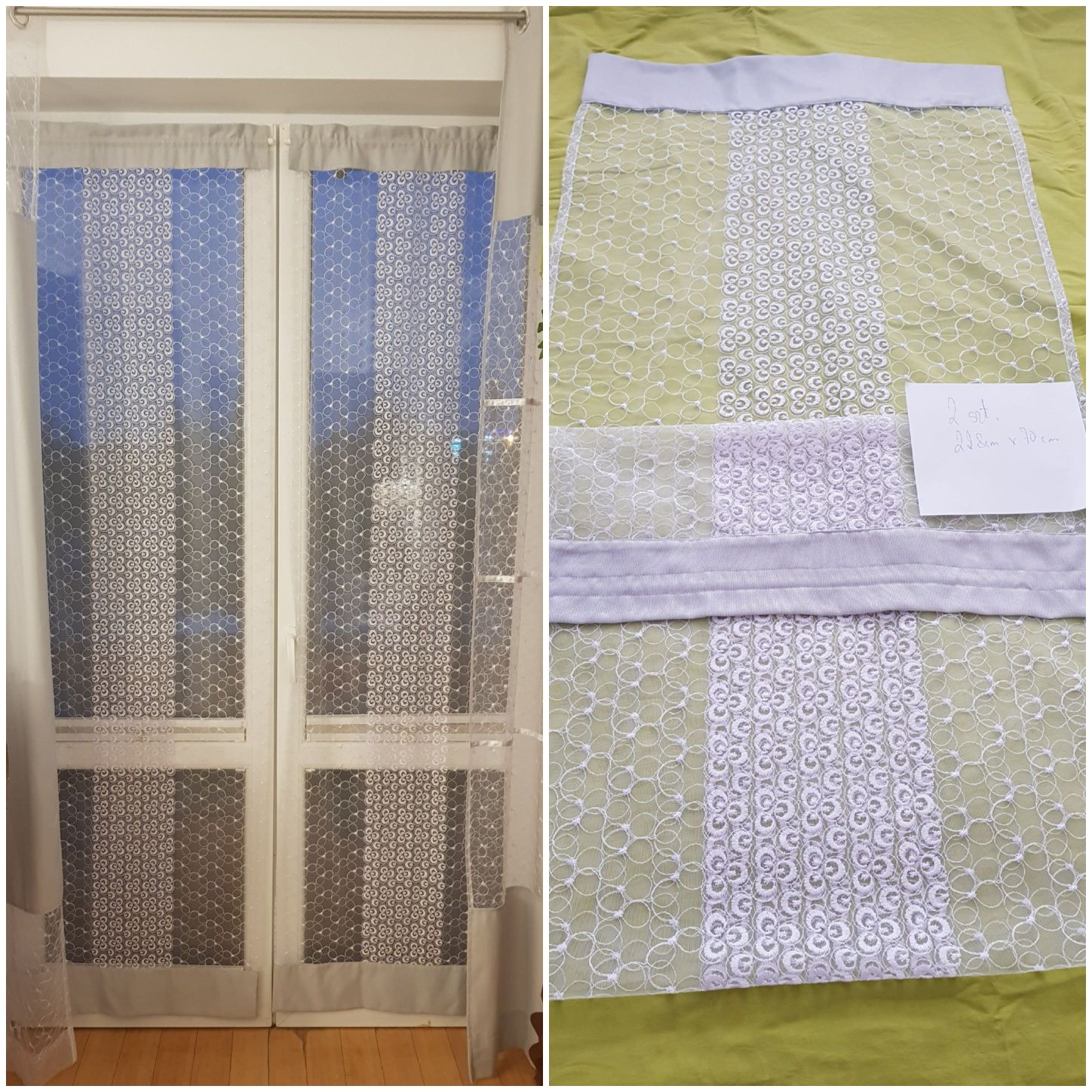 Firana panel ekran na drzwi balkonowe 238 x 70 cm 1 szt.+2szt. krótkie