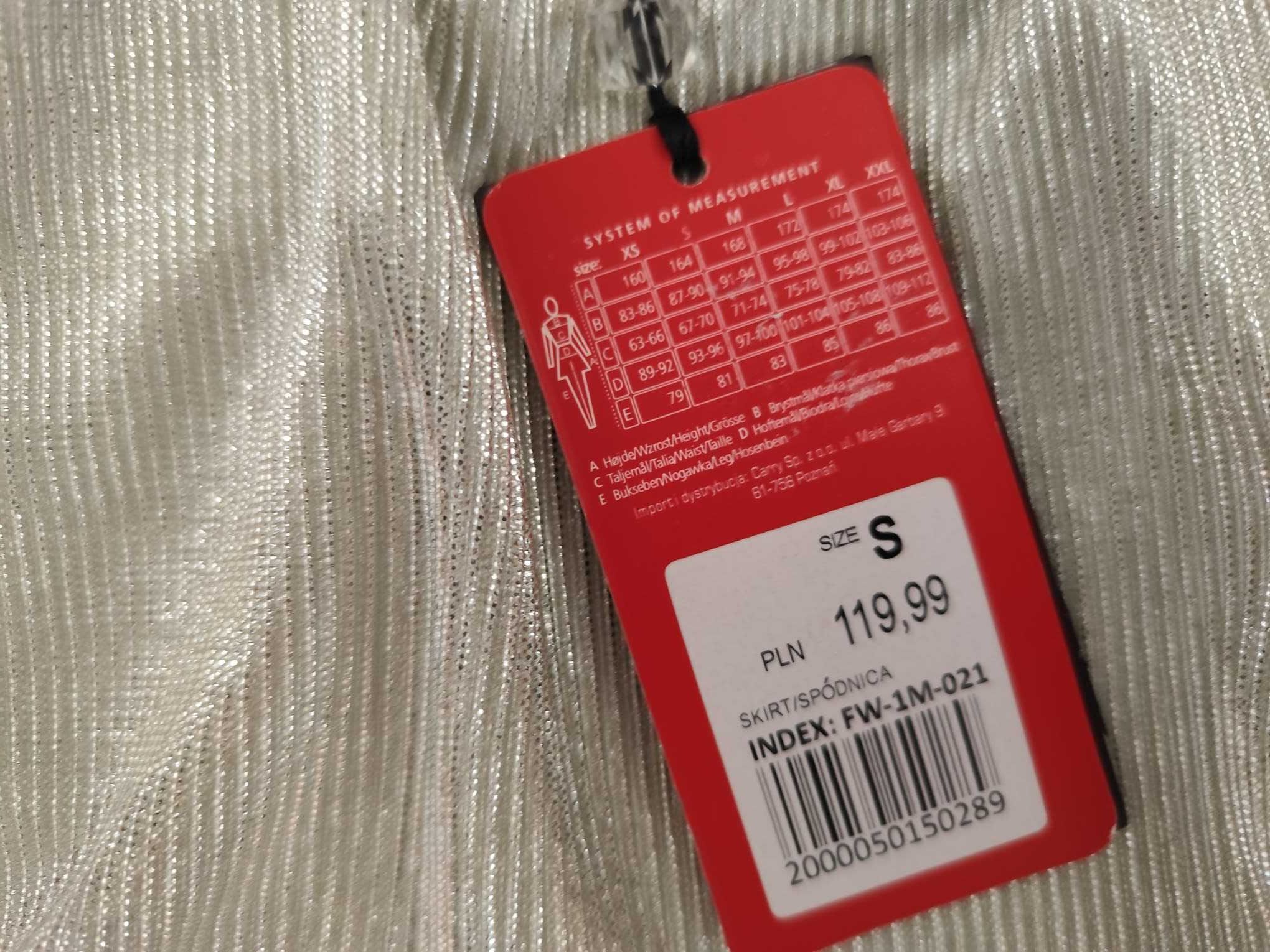 Nowa spódnica midi S 36 Carry srebrna srebrzysta do kolan
