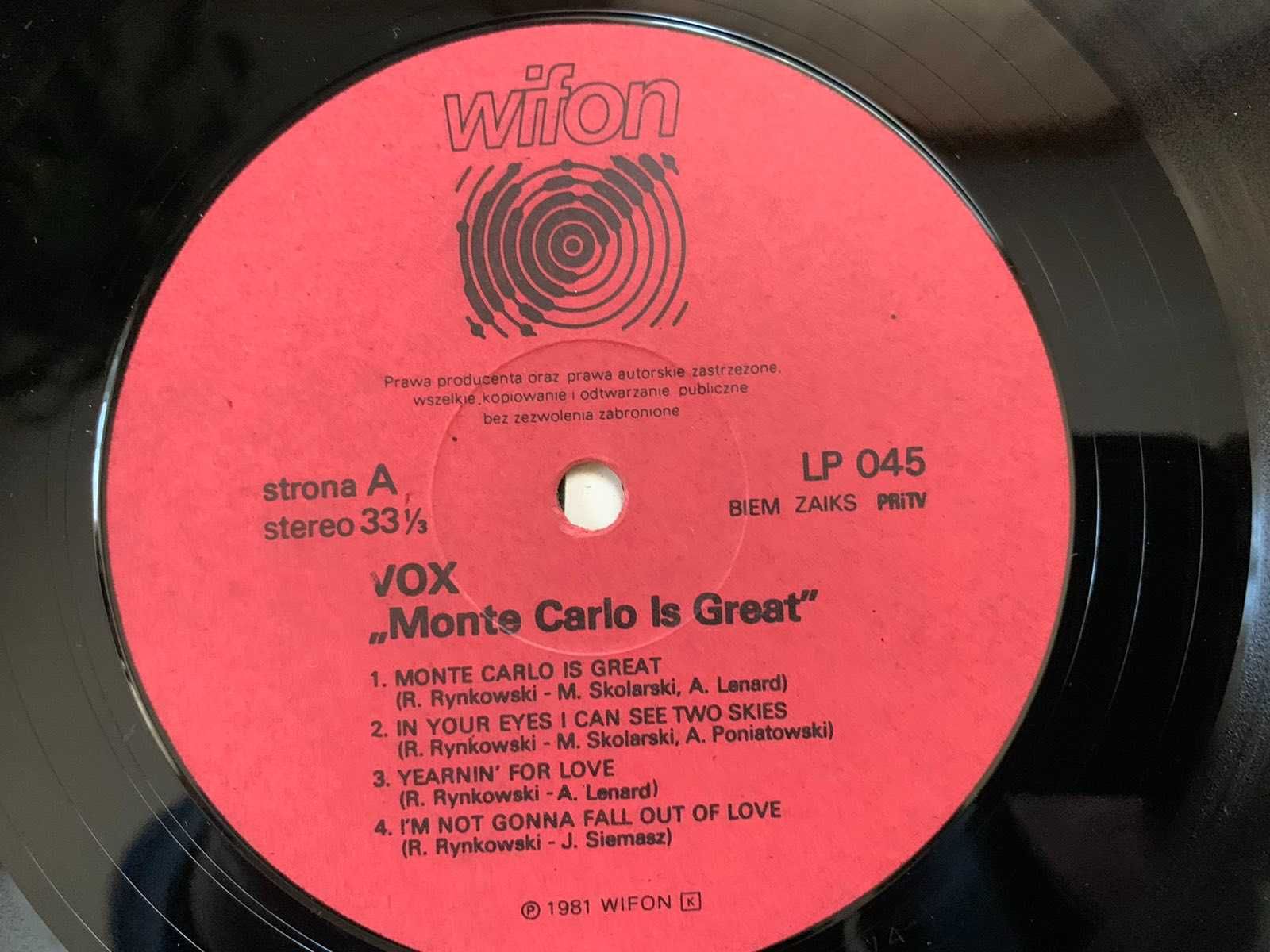 VOX - Monte Carlo Is Great 1981 EX LP WIFON