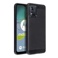 Etui Case Plecki Carbon Do Motorola E13 Czarny + Szkło 9H