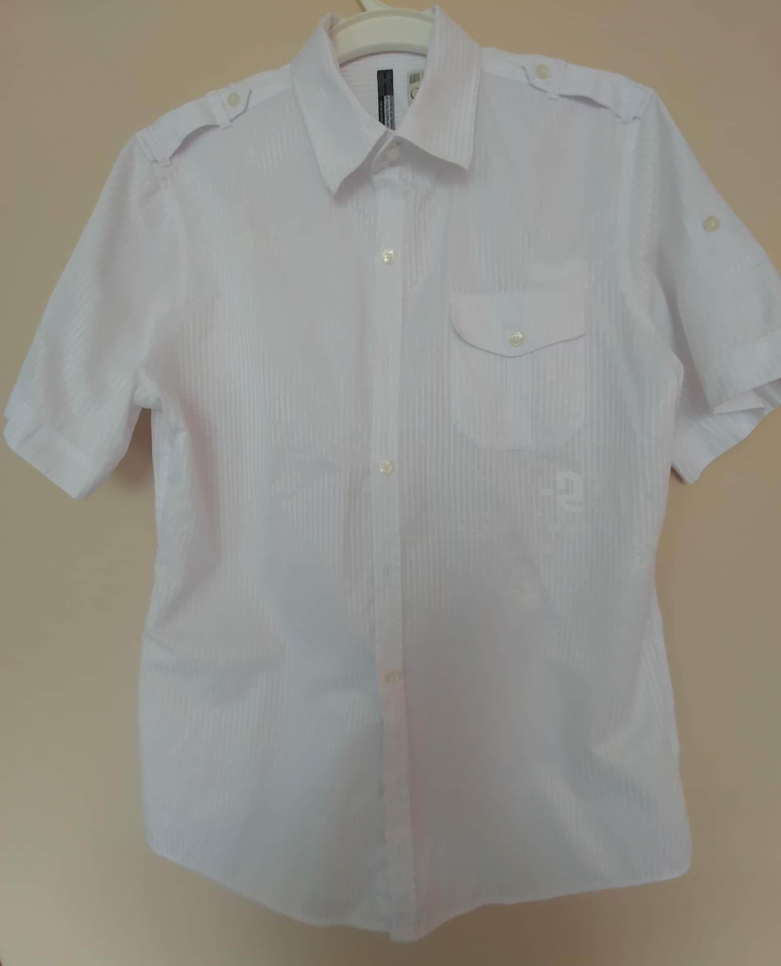 Koszula męska nowa z krótkim rękawem biała - Large L 40