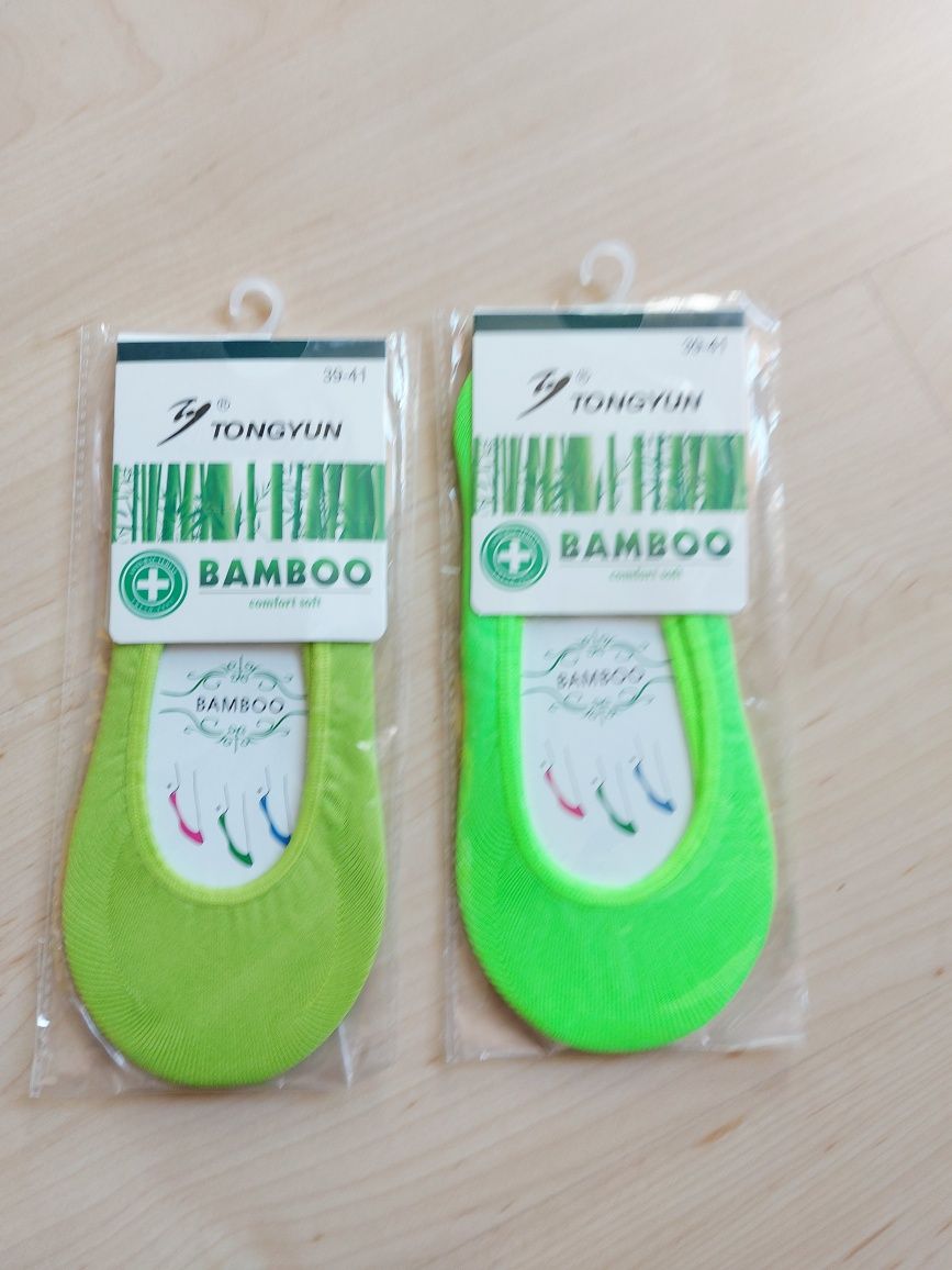 Stopki bambusowe damskie NOWE, 2 szt., zielone, r. 39-41