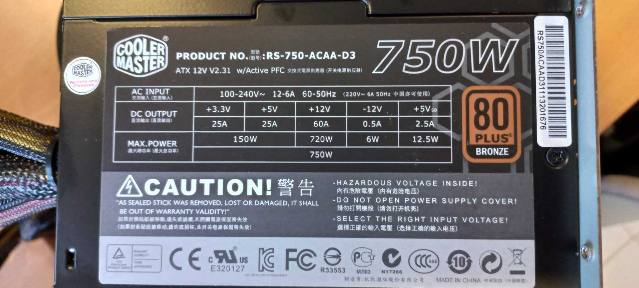 Fonte de alimentação 750Watts