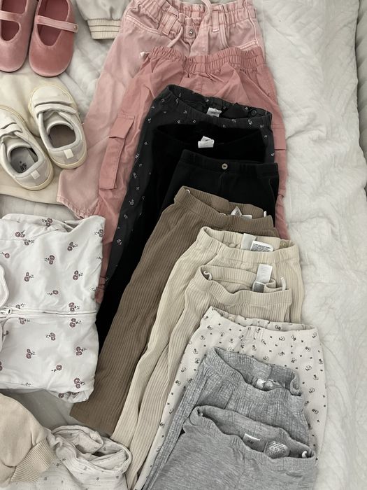 Paka ubrań zara h&m 86 92 nowe różowe beżowe szare