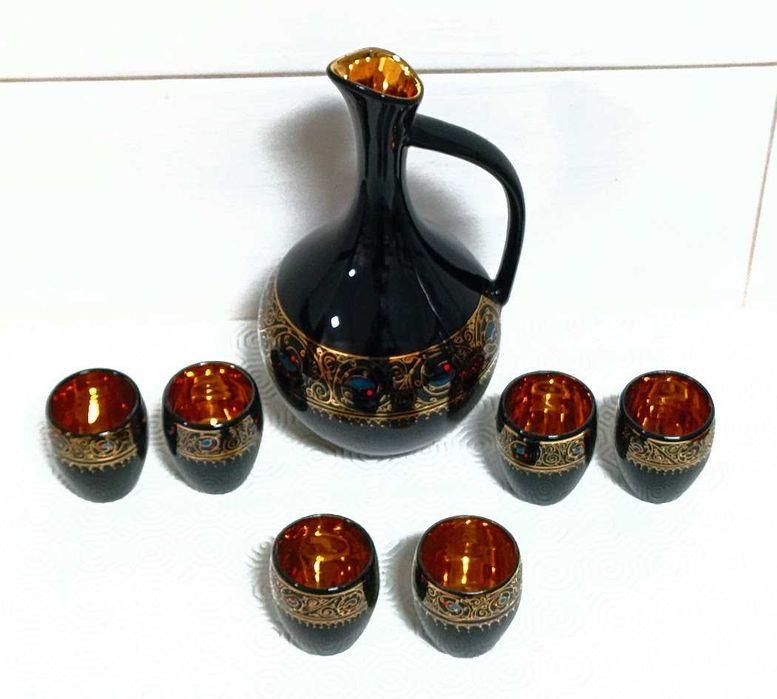 Conjunto de jarra licoreira com 6 copos de shot