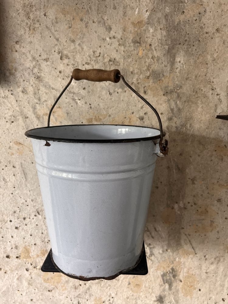 Stare wiadro emaliowane vintage PRL lata 70-e