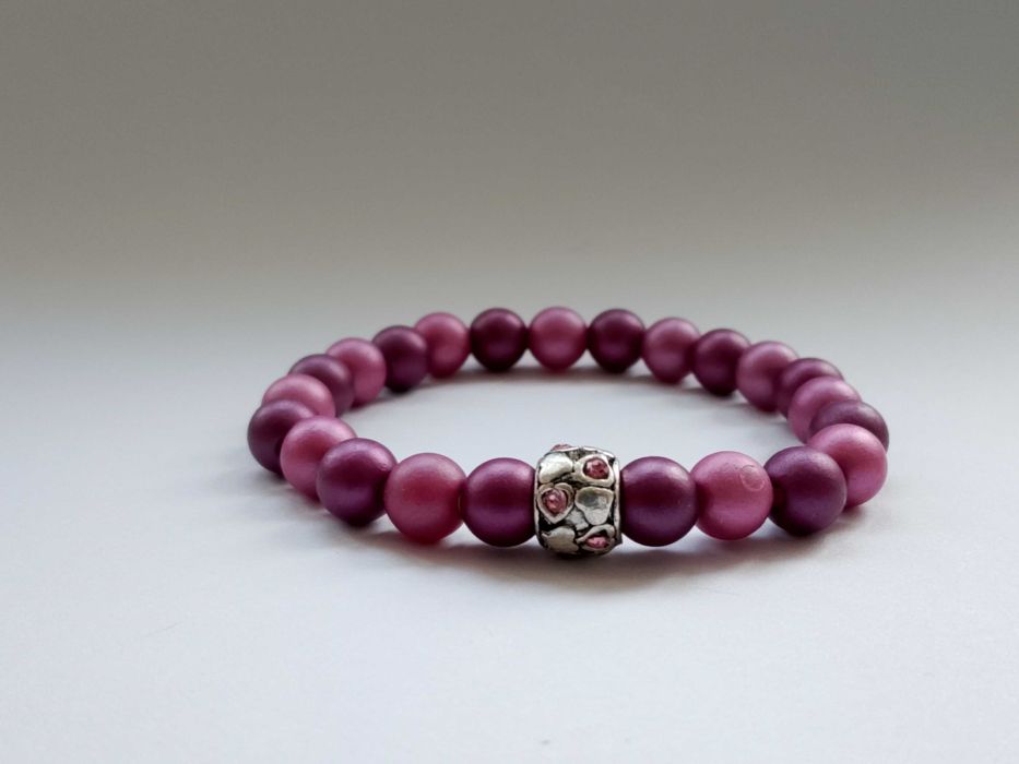 Bransoletka SERDUSZKO purpurowa hand made