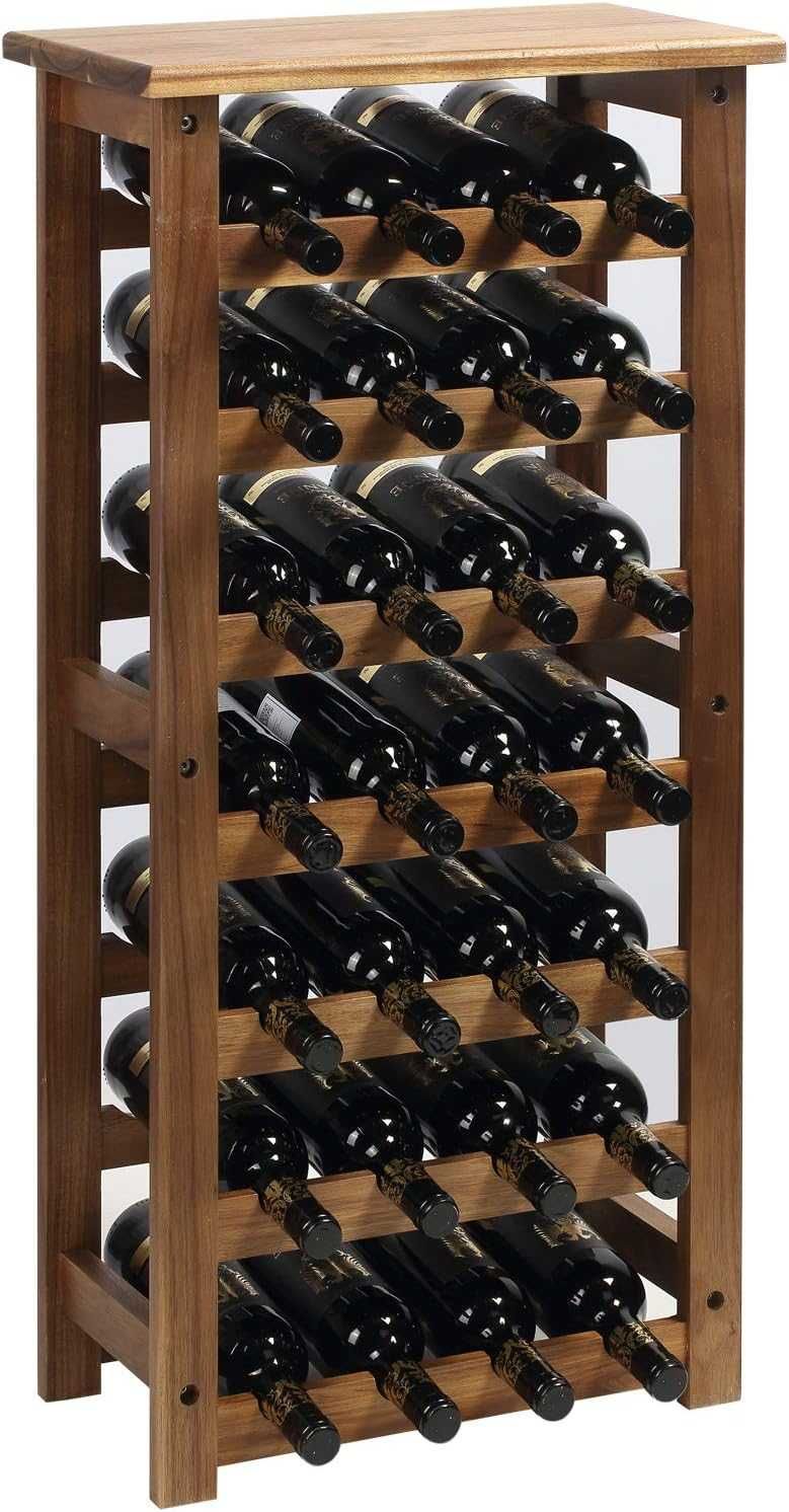 JALZ Stojak na wino z drewna akacjowego 28 butelek modułowy