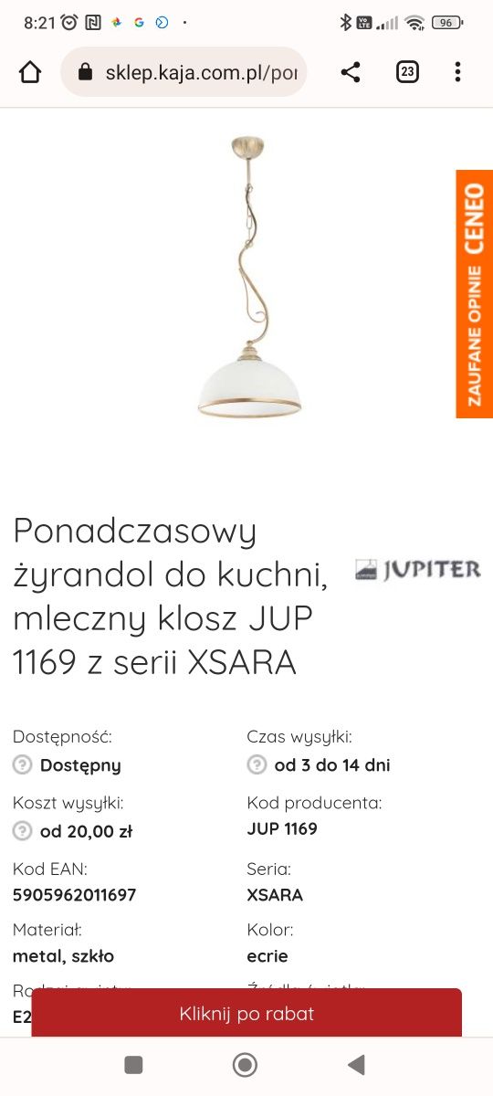 Komplet 3 lamp wiszących