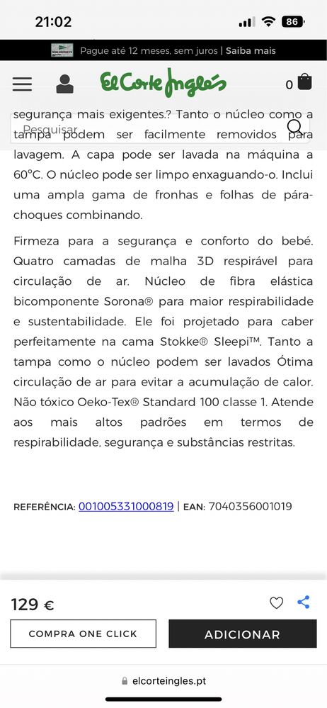 Colchão Stokke ® Sleepi branco