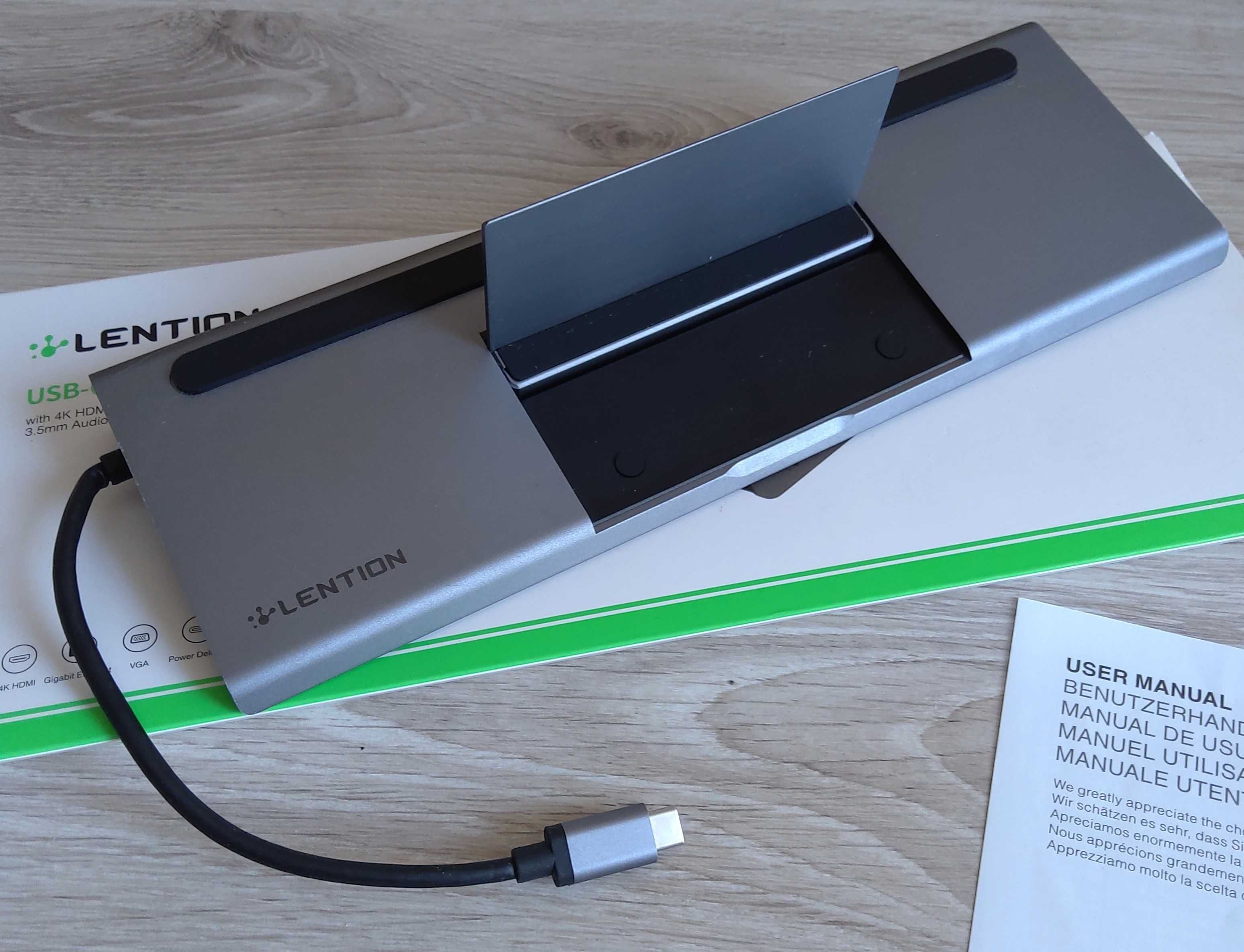 Stacja dokująca Lention USB C 100 W PD, 4K HDMI/DisplayPort, VGA