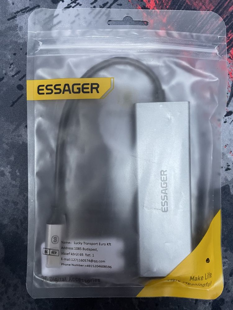 Essager Usb type c Hub адаптер 5 в 1 HDMI card reader SD TF macbook