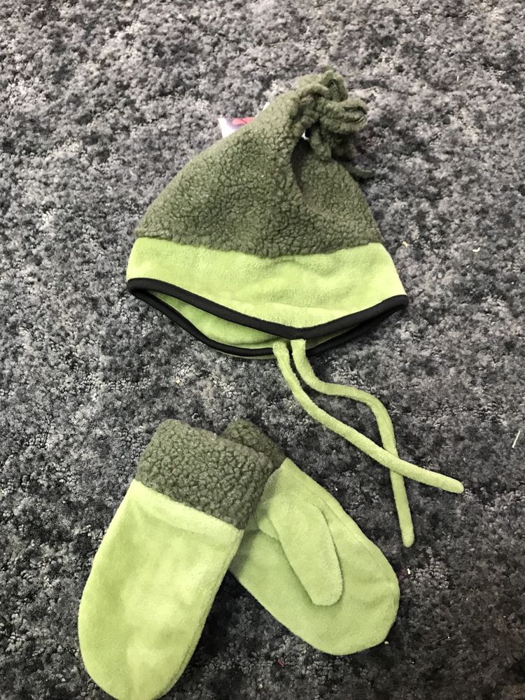 Komplet czapka i rękawiczki dziecięcy zimowy 48-50 cm nowy polar