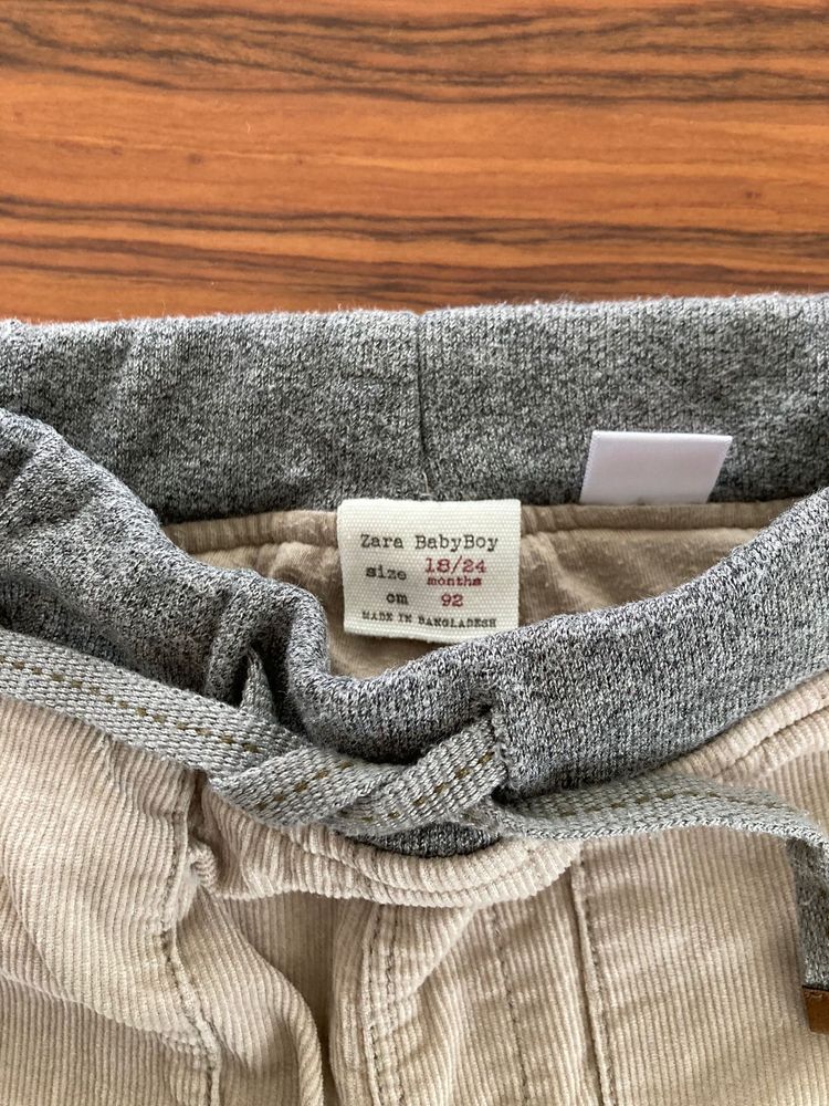 Conjunto Calça bege Zara e Camisa Xadrez Sfera 18/24 meses