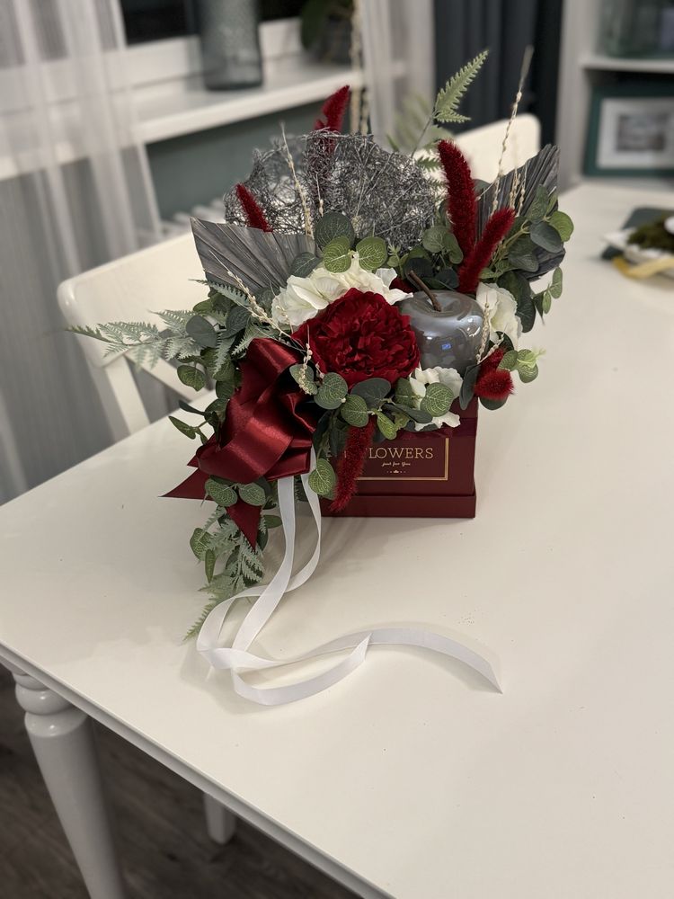 Flower box bordowy
